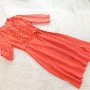 J.Crew Bermuda Ruffled Coral Shirtdress NWOT